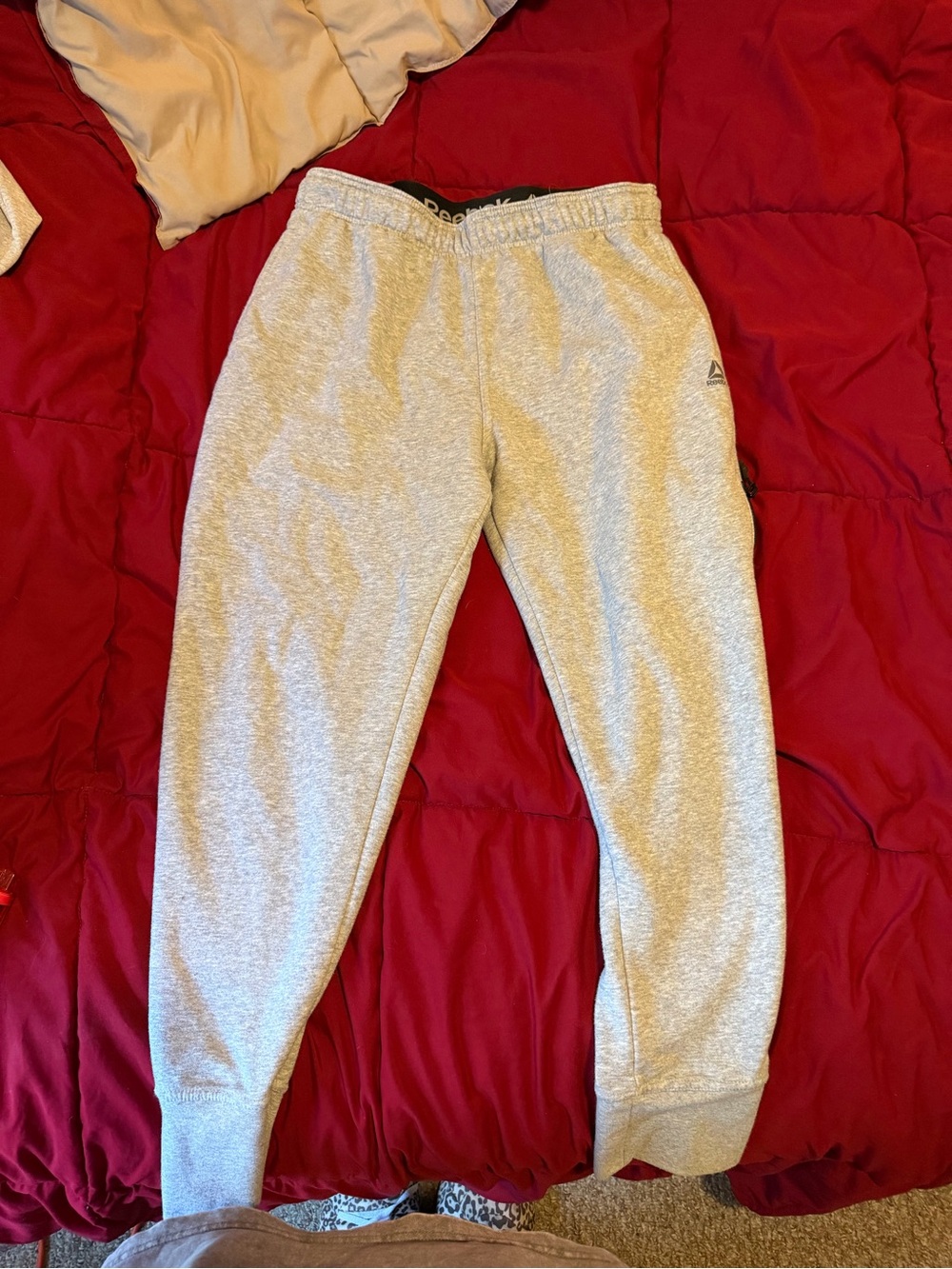 Reebok Light Gray Kids Sweat Joggers with Logo
